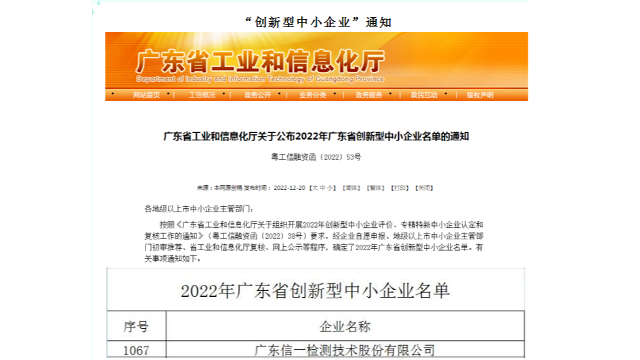 信一檢測|通過“2022年專精特新中小企業(yè)”和“2022年創(chuàng)新型中小企業(yè)”認(rèn)定